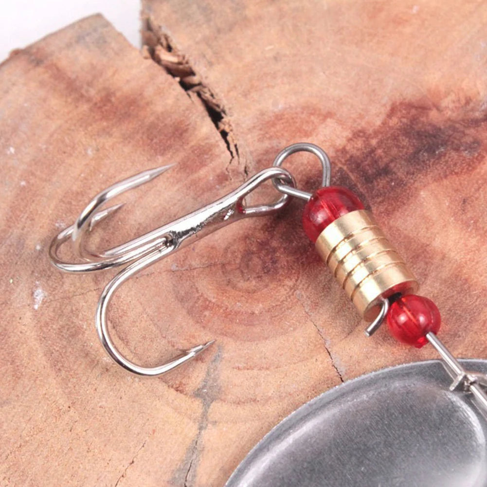 JOCESTYLE 30pcs Metal Spoon Spinner Lure With Treble Hooks