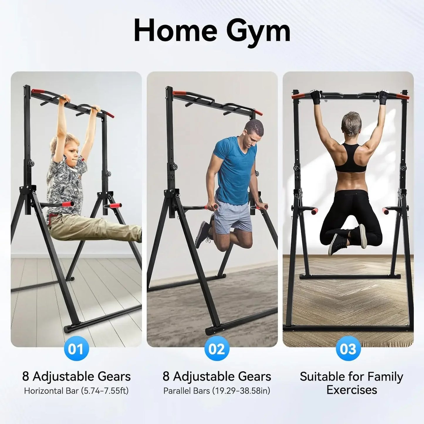 Foldable Power Tower Dip Station for Home Gym Training