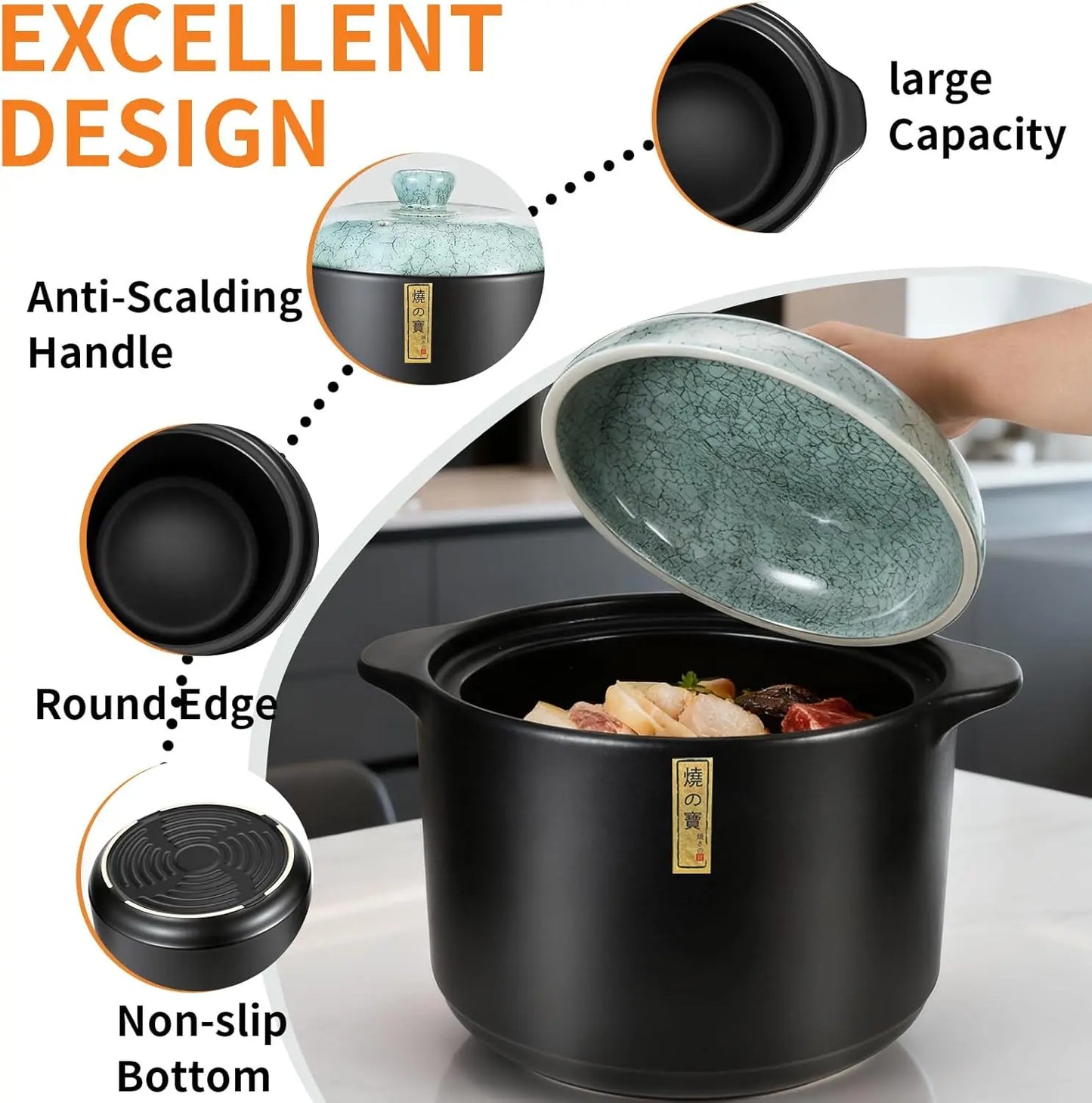 Ceramic Stew Pot With Lid Nontoxic And Oven Safe Cookware