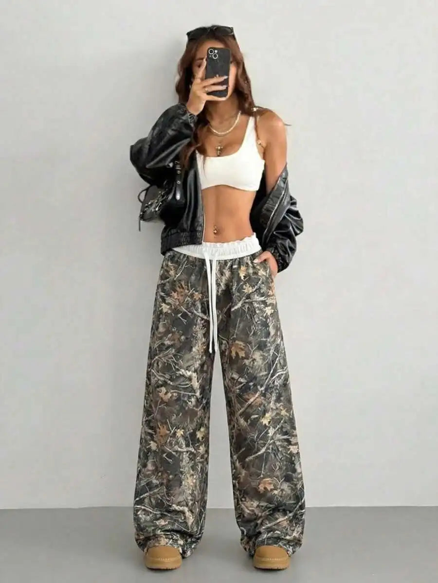 Baggy Camo Sweatpants With Pockets Wide Leg Cargo Joggers