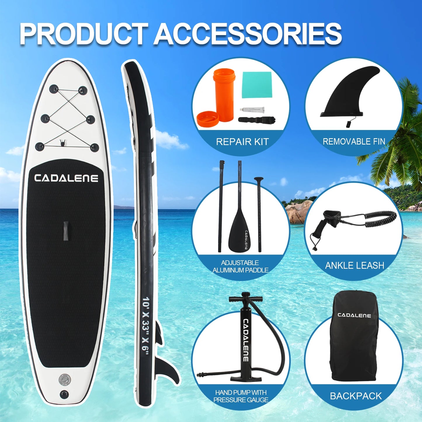 CADALENE Inflatable Stand Up Paddle Board With Accessories And Pump