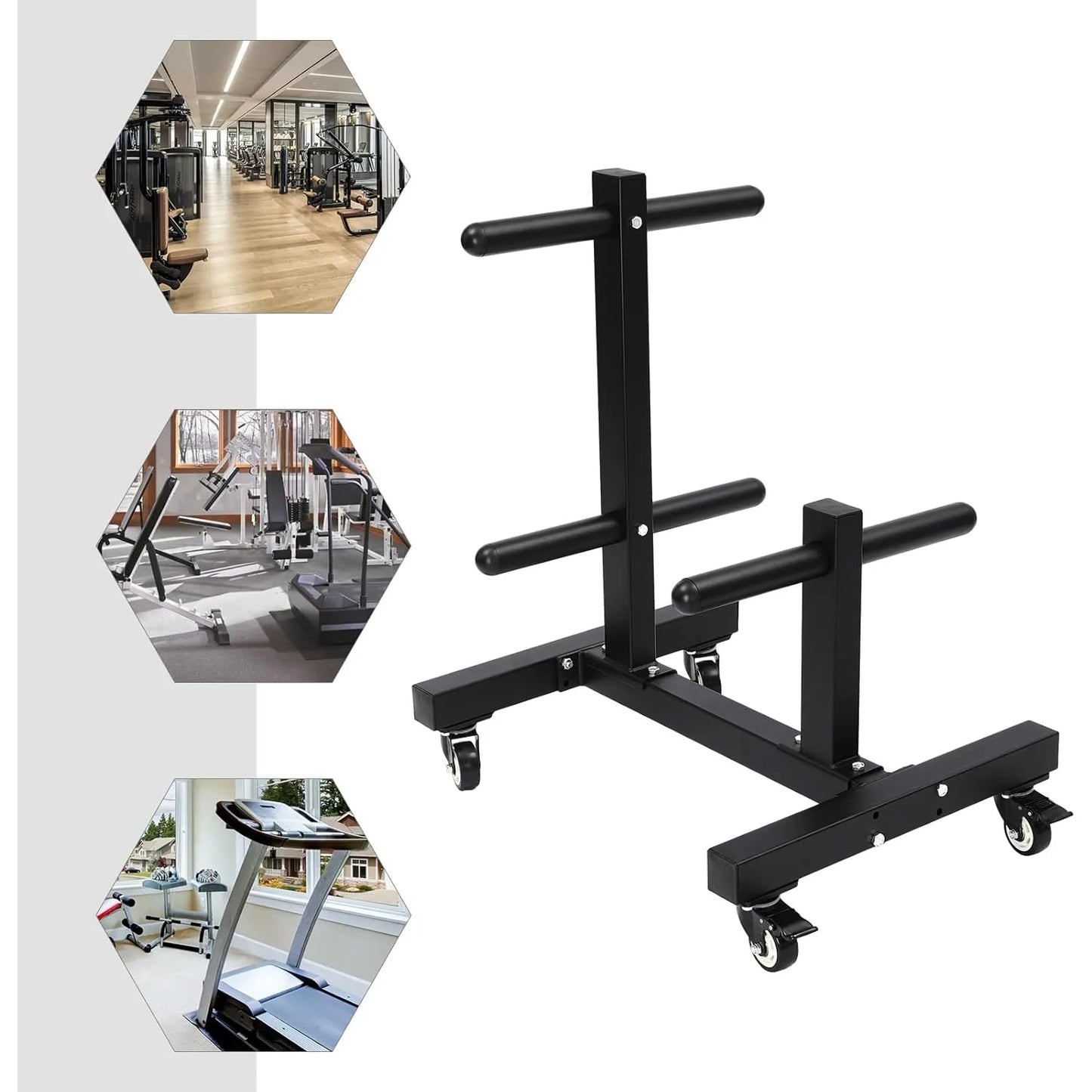 Q235 Steel Dumbbell Rack With Wheels, Double Column, 500kg Capacity