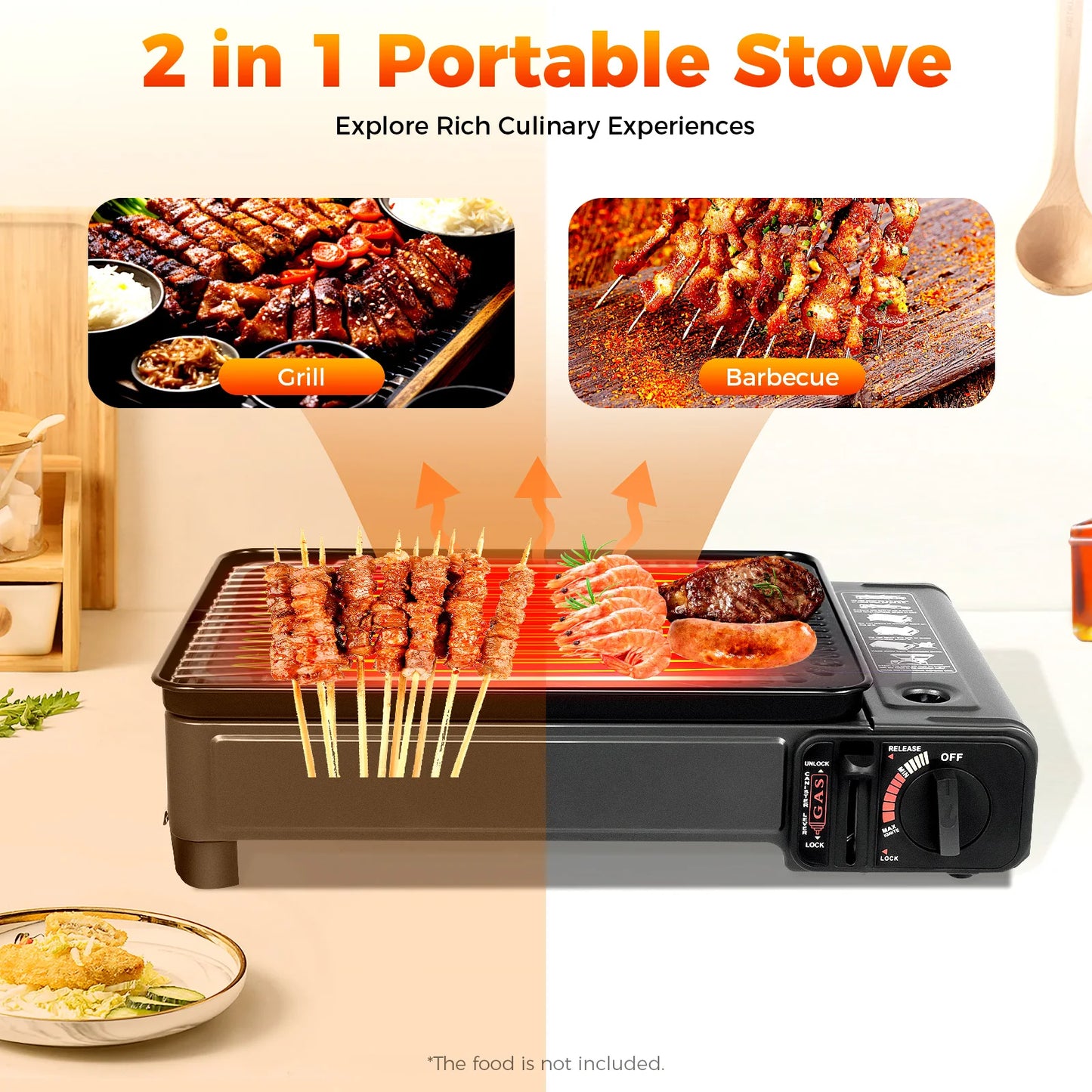 Portable Camping Grill Gas Stove Butane Gas Stove For Camping, Traveling, Trekking 0.25-0.3mpa 41.5*28*11cm