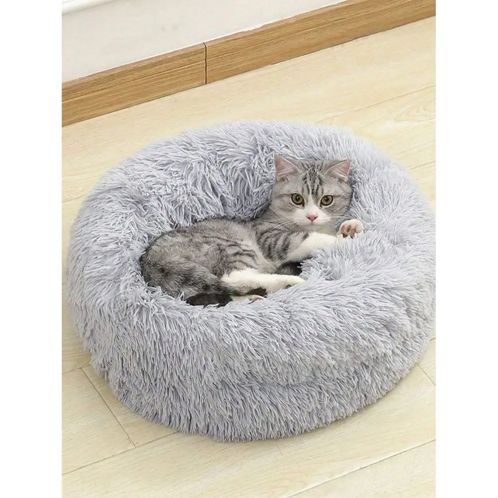 Dog Plush Round Bed Breathable Padded Comfort For Pets Cats