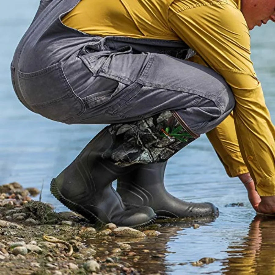 Men's Waterproof Insulated Rubber Rain Boots for Outdoor Activities
