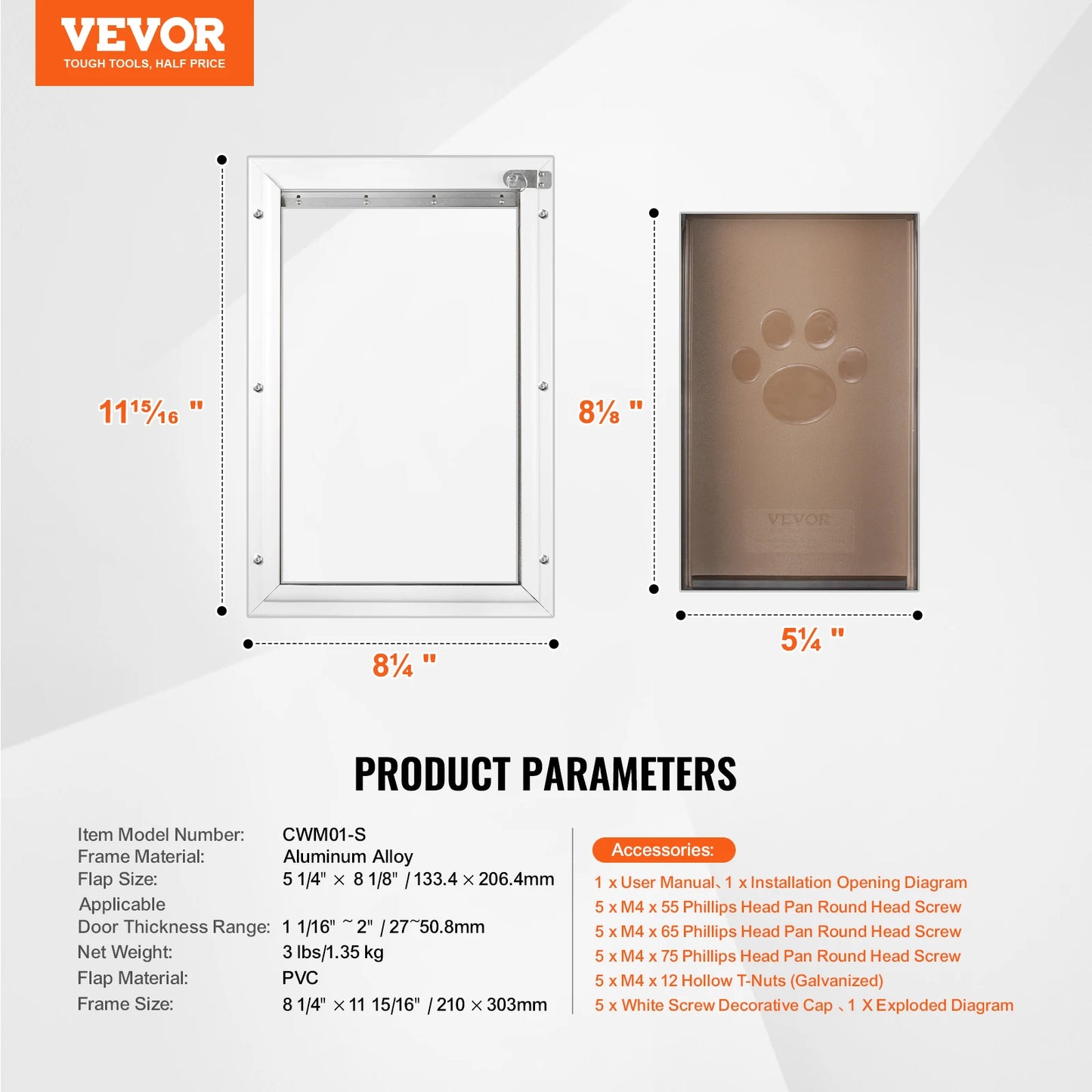 SucceBuy Pet Door Aluminum Frame With Lock And Weatherproof Flap