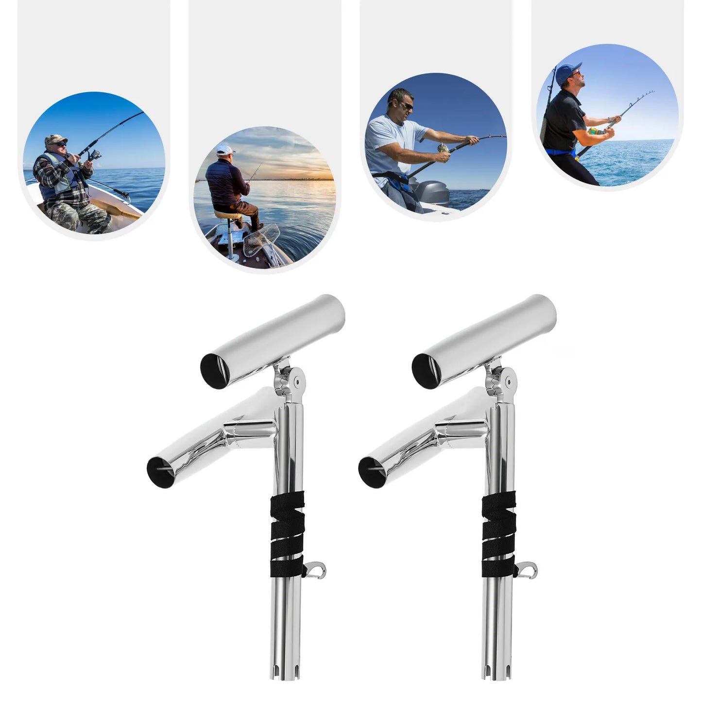 Adjustable Double Angle Stainless Steel Fishing Rod Holder for Boats