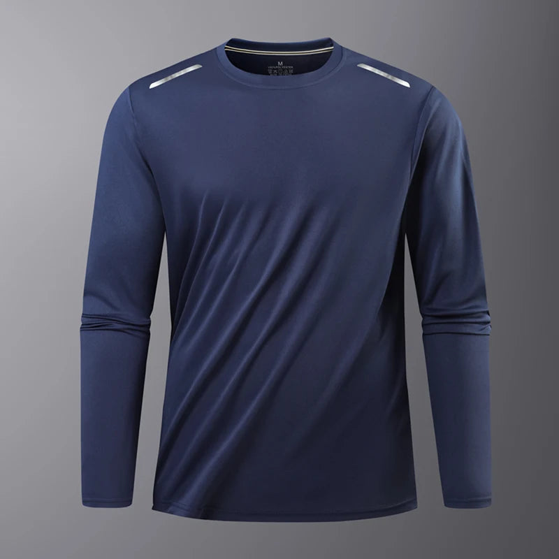Reflective Sport Gym T Shirt Men Quick Dry Long Sleeve