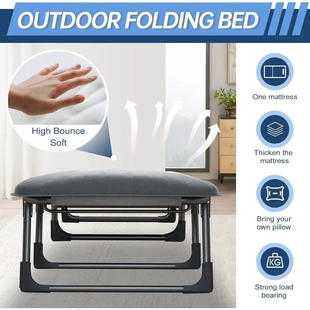Heavy Duty Portable Camping Cot With Mattress All Weather