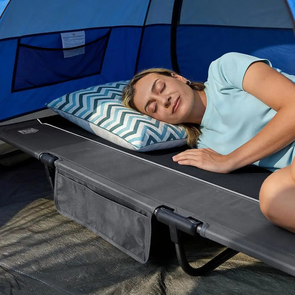 Lightweight Portable Camping Cot With Zipper Closure Carry Bag 225lbs