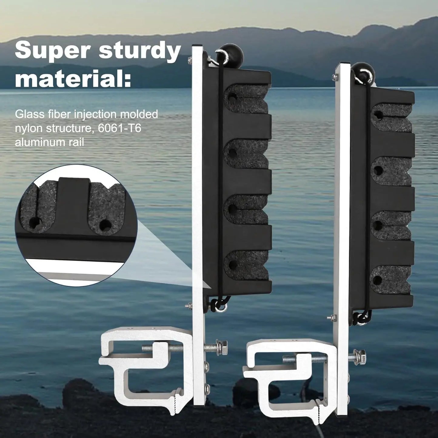 Aluminum Clamp-On Fishing Rod Holder for Truck Bed or Boat