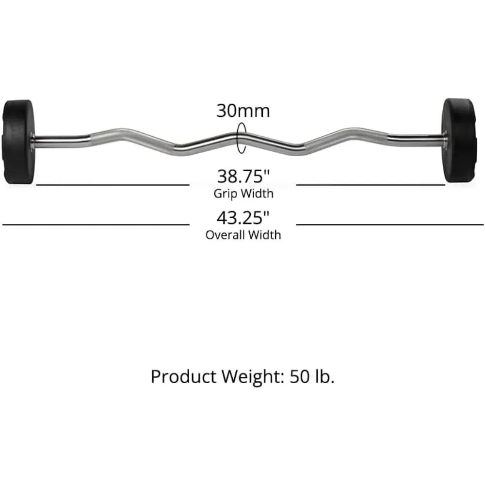 Titan Fitness Rubber Curl Fixed Barbells, Pre-Loaded Weight Bar for Strength Training & Weightlifting