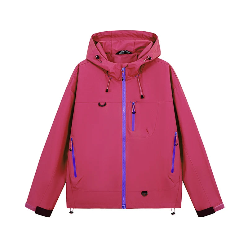 Unisex Waterproof Hooded Hiking Windbreaker Jacket for Outdoor Activities