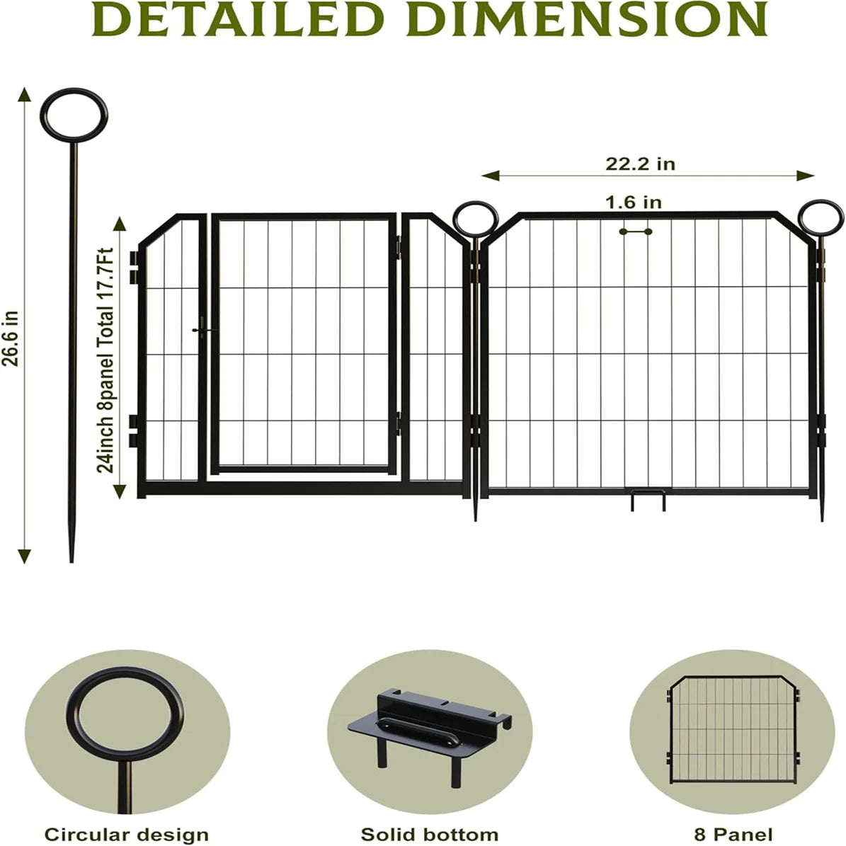 HiMISS Heavy Duty Portable Dog Playpen for Indoor Outdoor Use