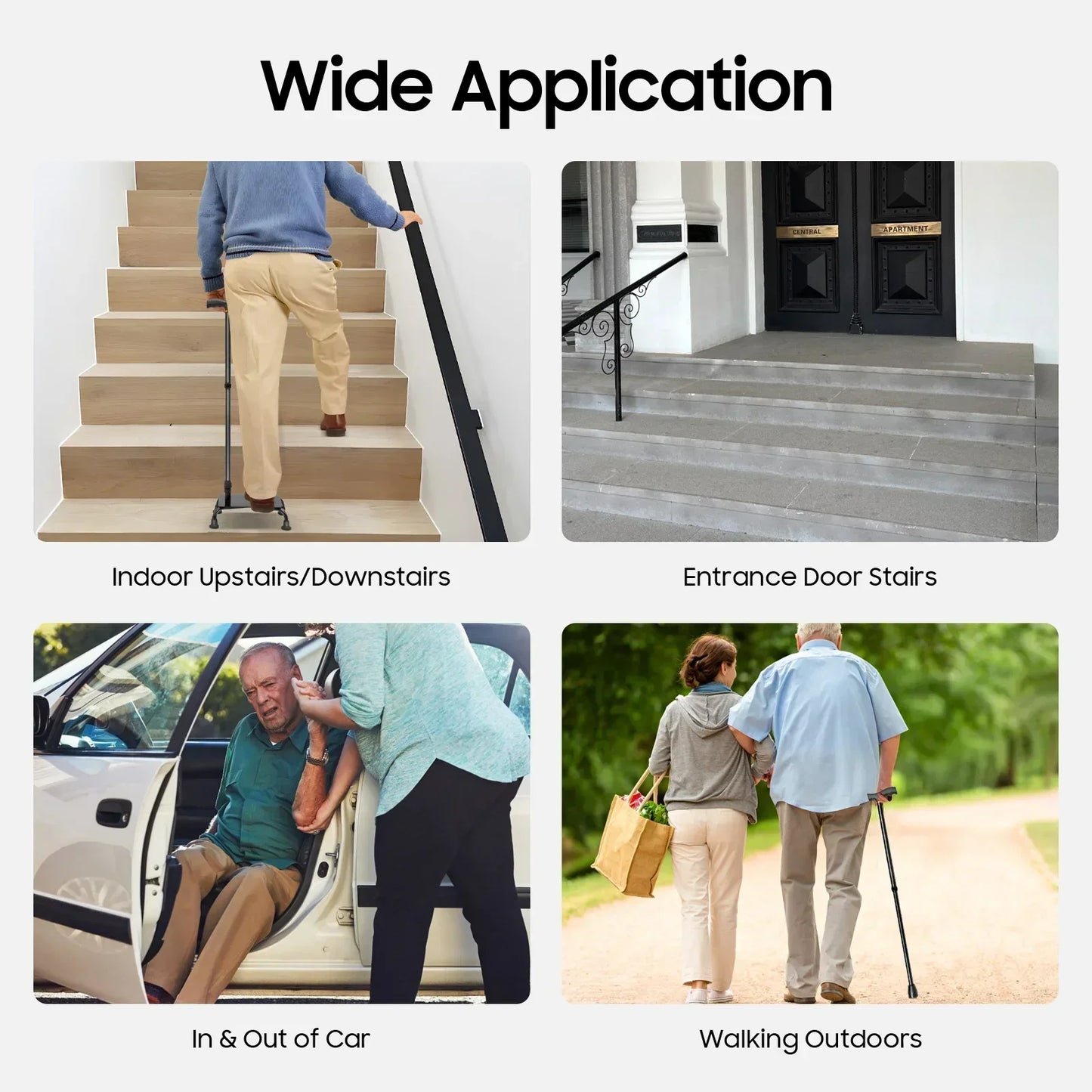 Stair Climbing Aid Cane With Base Adjustable Up To 150 Kg