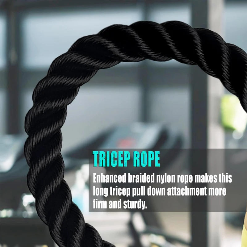 Universal Adjustable Heavy Duty Tricep Rope - Multi-Grip Pulley System Attachment for Cable Machines, Gym and Home Use