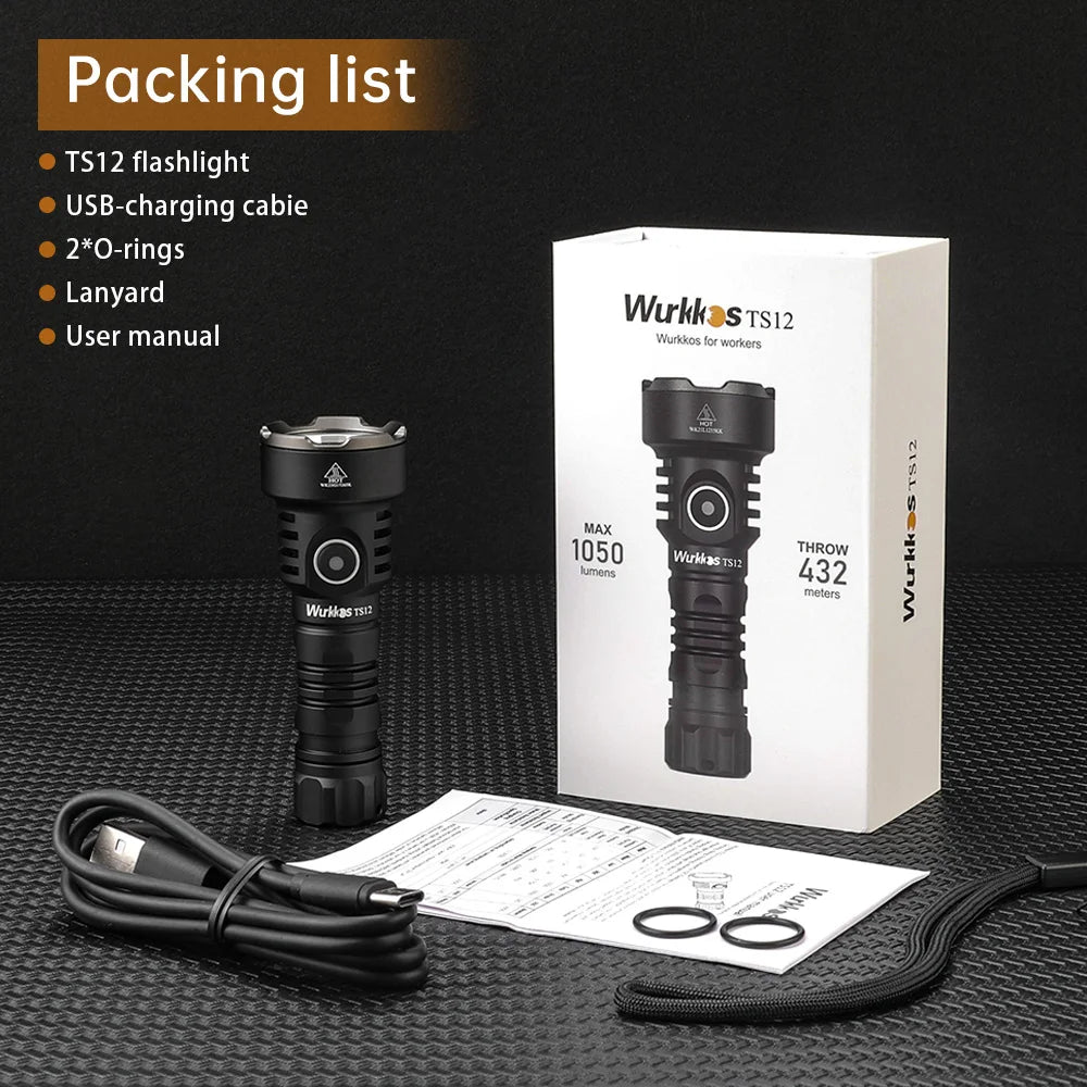 Wurkkos TS12 Mini Rechargeable EDC Flashlight 1050LM IP68