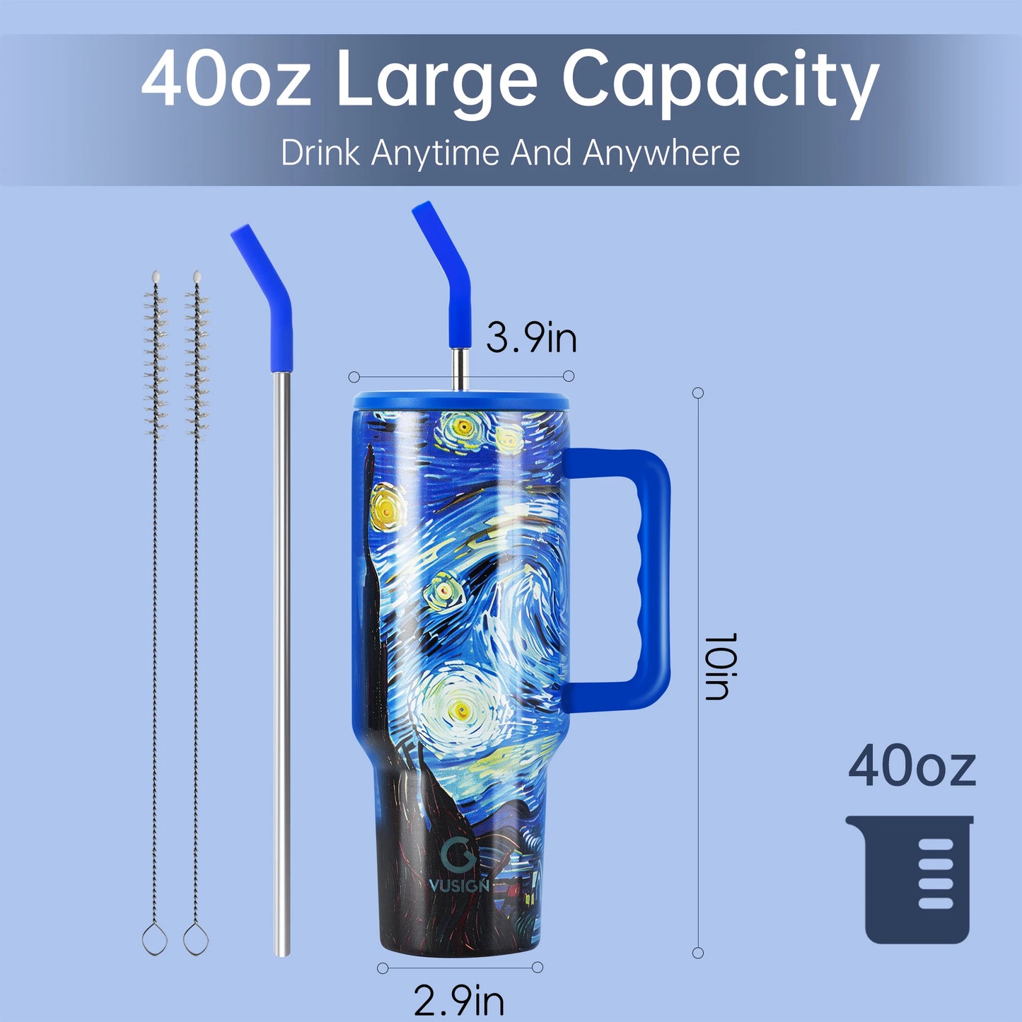 NONEDrinkware Stainless Steel Tumbler With Straw Vacuum Insulated