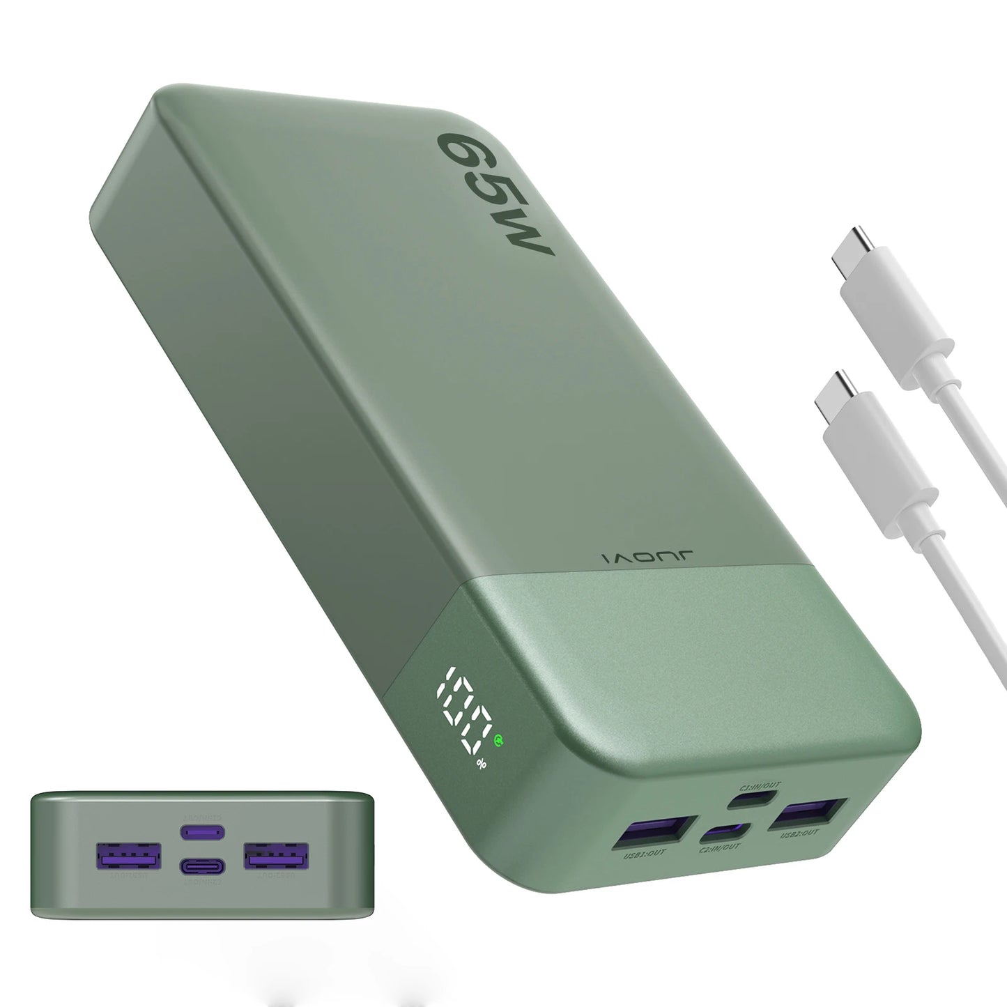 JUOVI J2931 65W 20000mAh Laptop Power Bank, Super Fast Charging Portable Charger for MacBook, iPad, iPhone, Samsung, Cell Phone