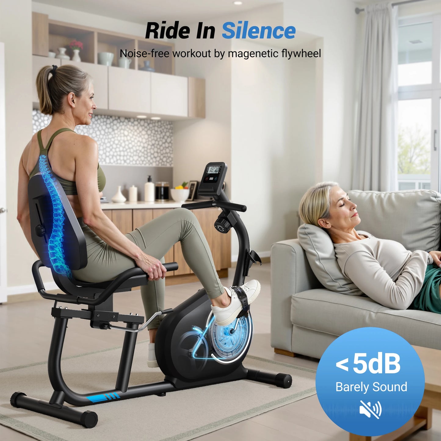 MERACH Recumbent Exercise Bike With Bluetooth App Connectivity