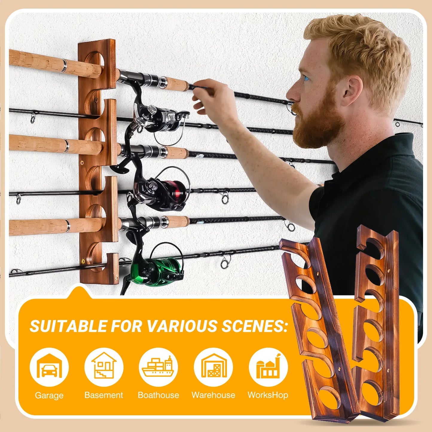 Ghosthorn 12 Rod Fishing Pole Wall And Ceiling Mounted Racks