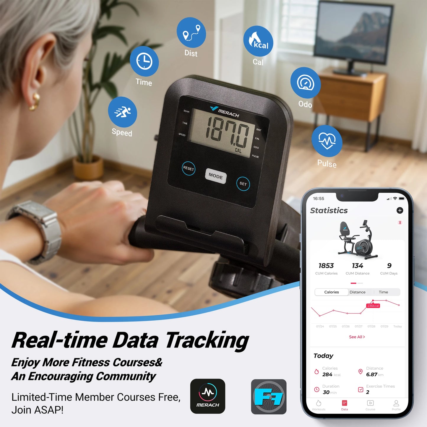 MERACH Recumbent Exercise Bike With Bluetooth App Connectivity