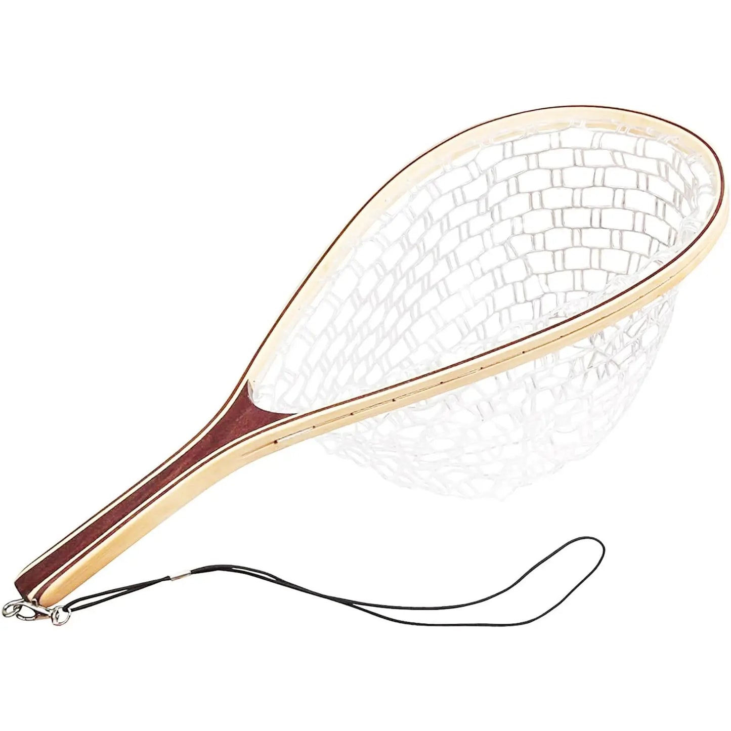 Trout Fishing Net With Soft Rubber Mesh And Wooden Handle