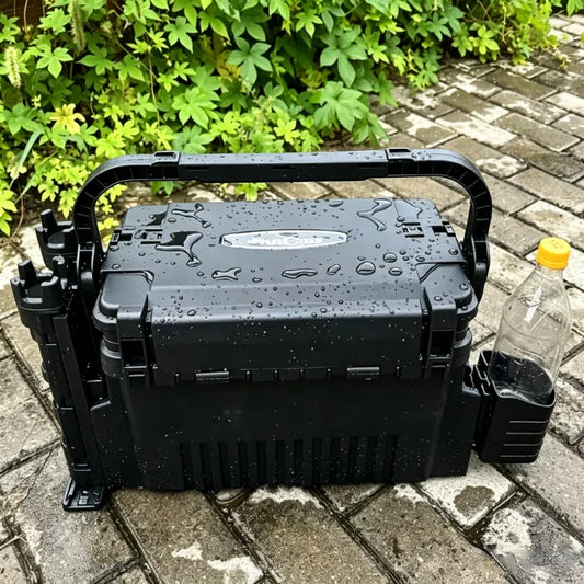 Portable Fishing Tackle Box With Rod Holders Waterproof Storage Organizer