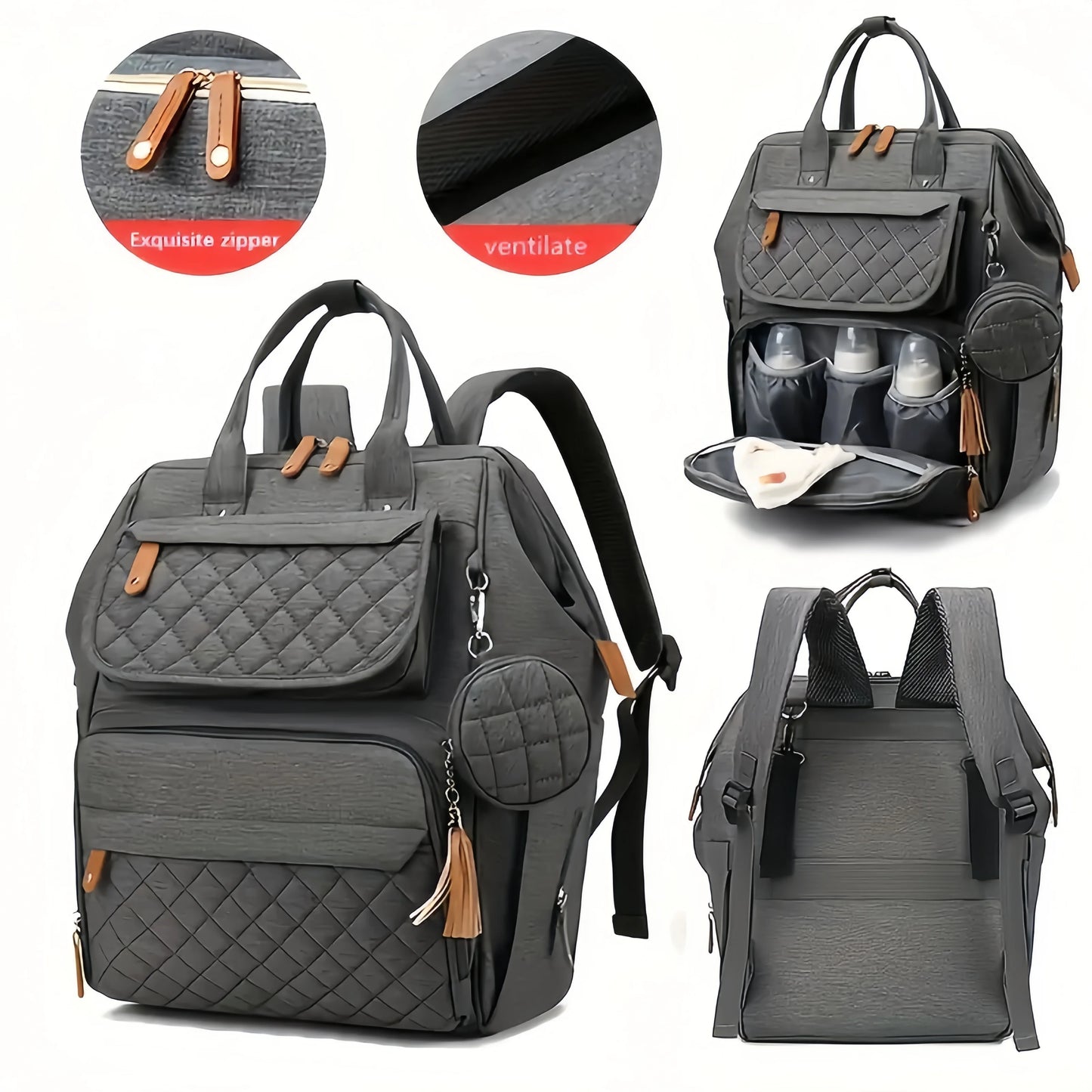 Mom Diaper Bag Backpack Waterproof Lightweight Travel Organizer