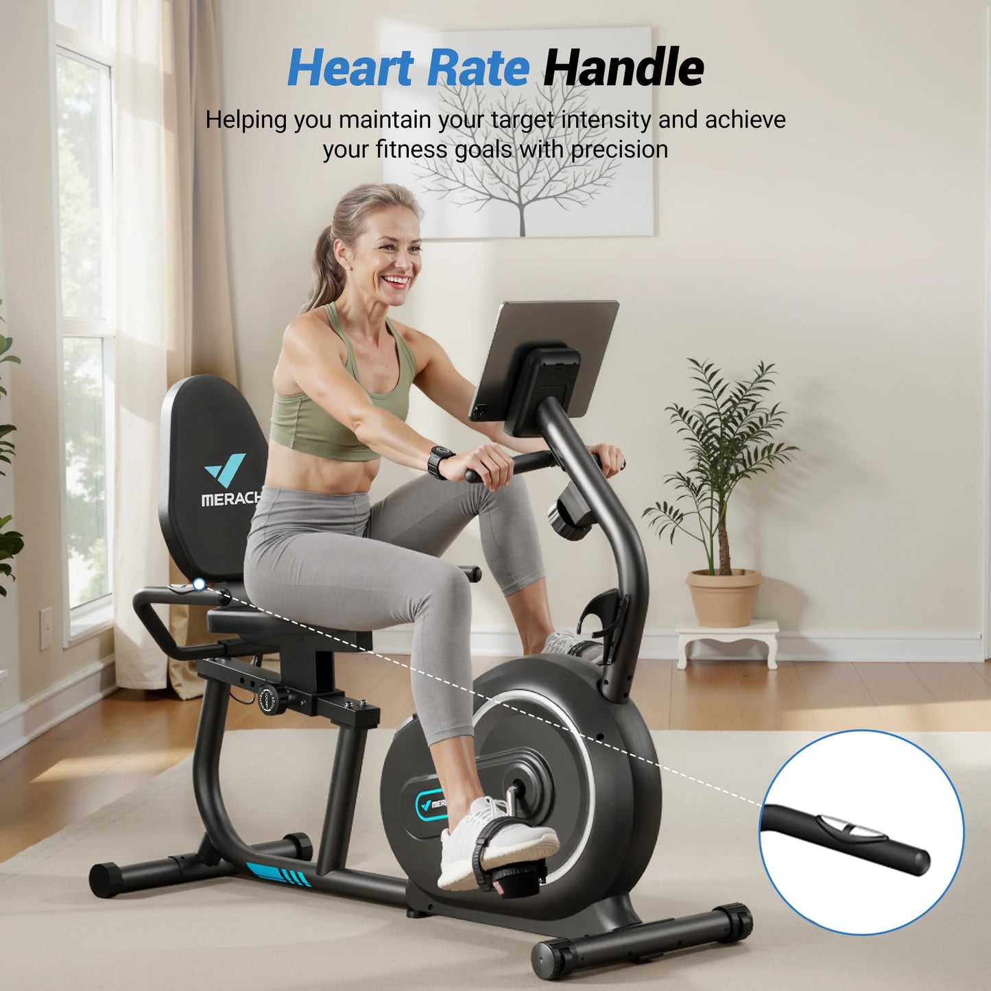 MERACH Recumbent Exercise Bike With Bluetooth App Connectivity
