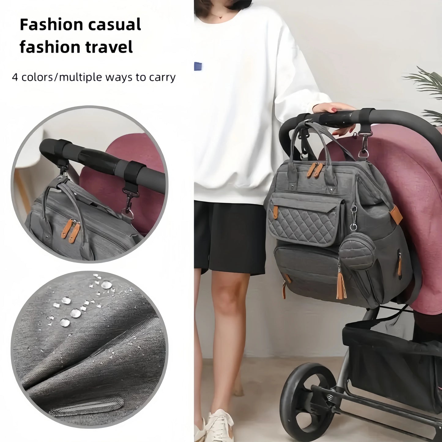 Mom Diaper Bag Backpack Waterproof Lightweight Travel Organizer