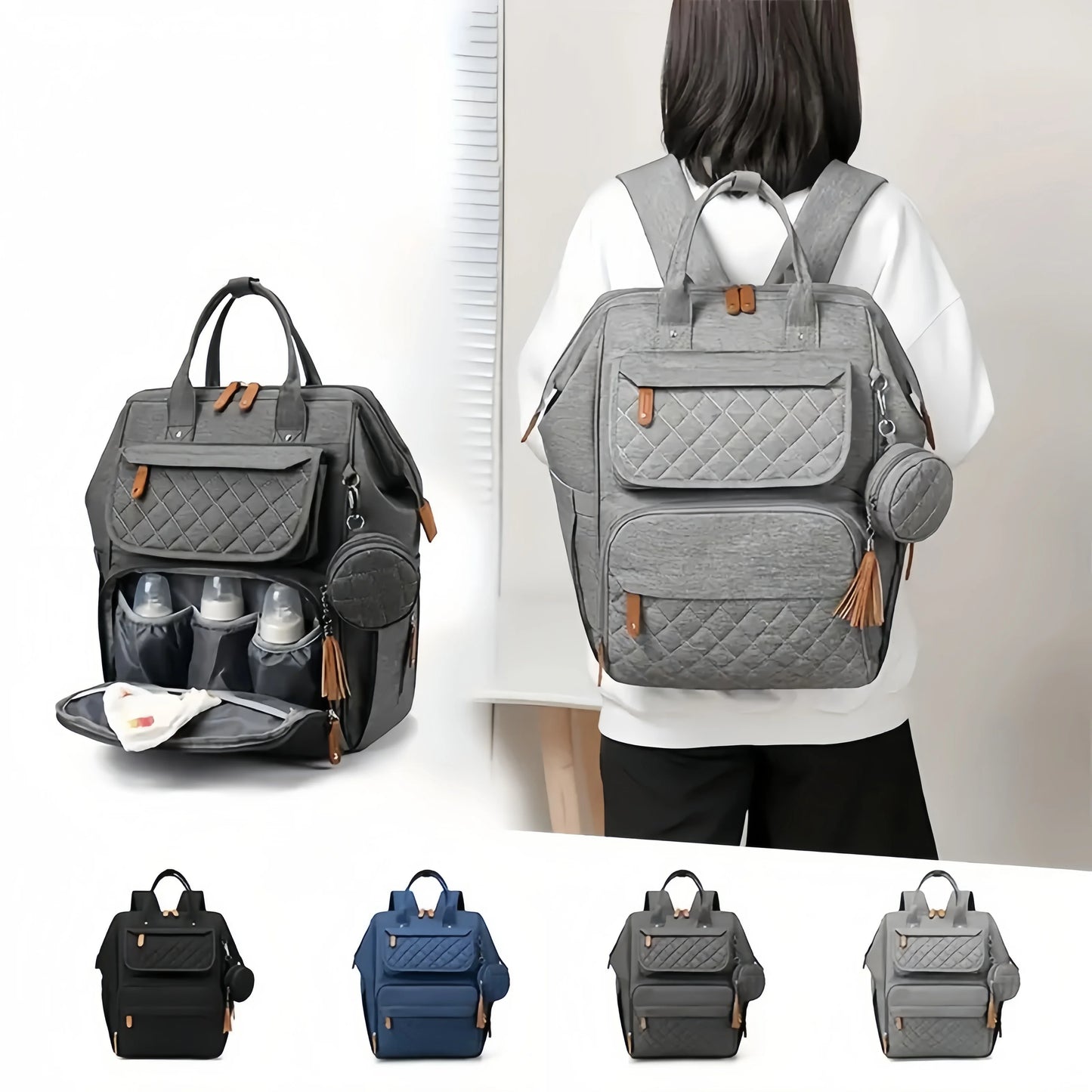 Mom Diaper Bag Backpack Waterproof Lightweight Travel Organizer