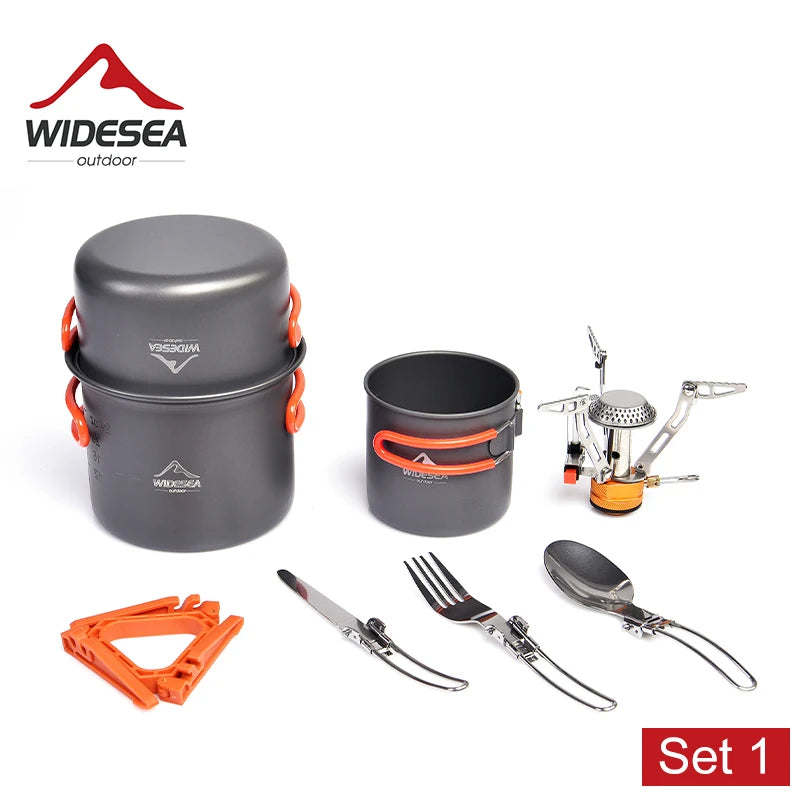 Widesea Camping Cookware Set With Pot Cup And Tableware
