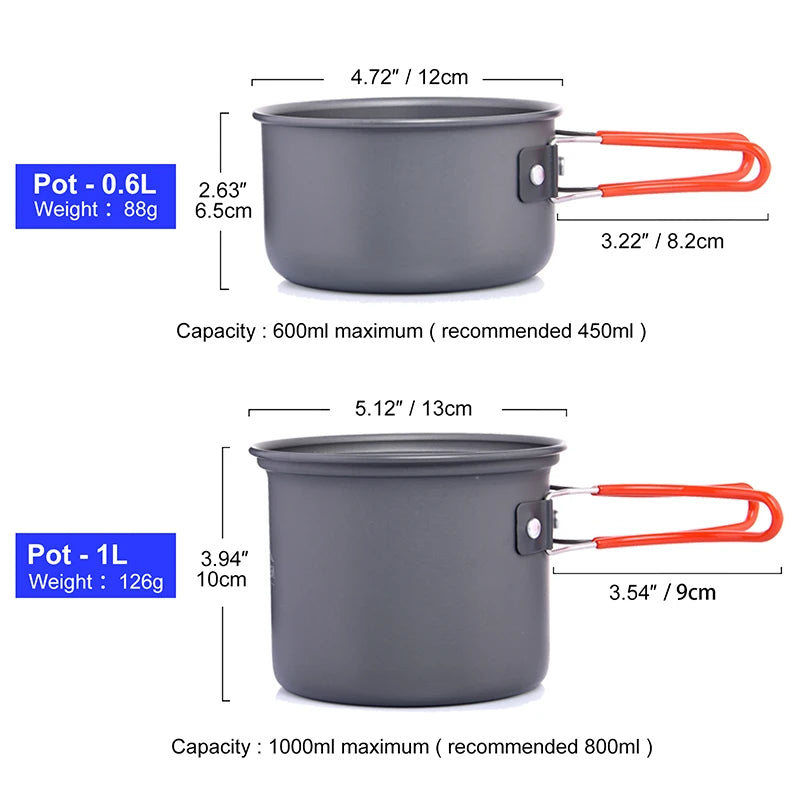 Widesea Camping Cookware Set With Pot Cup And Tableware