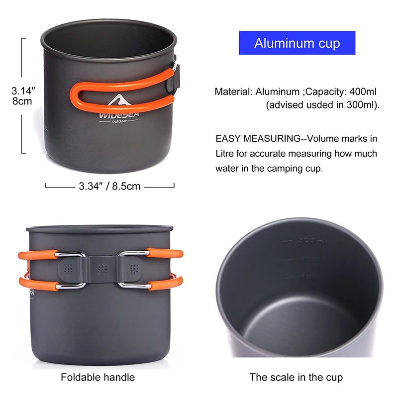 Widesea Camping Cookware Set With Pot Cup And Tableware