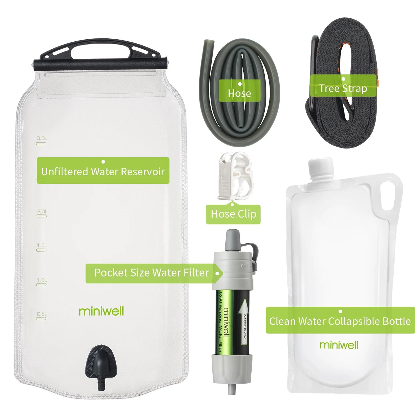 Miniwell L630 Portable Camping Water Filter Straw For Survival