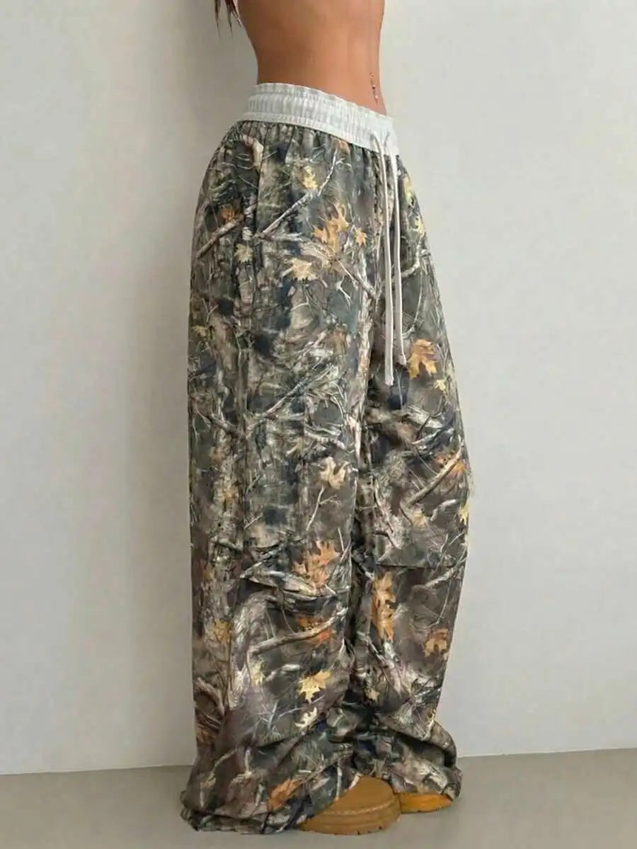 Baggy Camo Sweatpants With Pockets Wide Leg Cargo Joggers