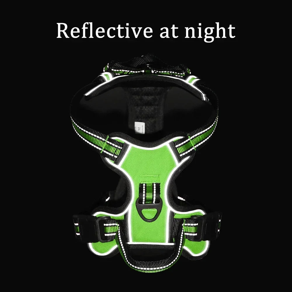 None CN Adjustable Nylon Dog Harness Reflective Soft Breathable No Pull