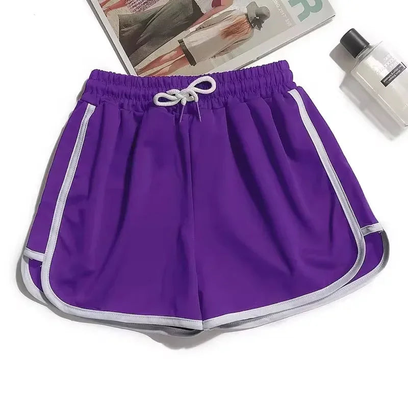 Striped Women's Sports Shorts Korean Casual Summer Wide-Leg