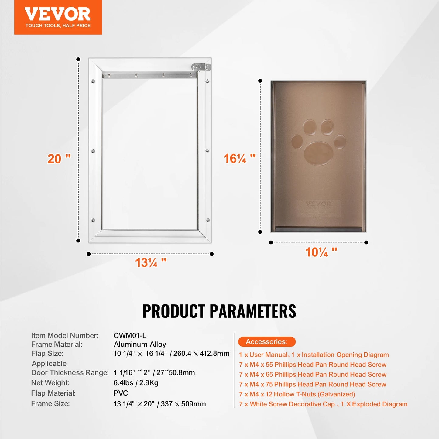 SucceBuy Pet Door Aluminum Frame With Lock And Weatherproof Flap