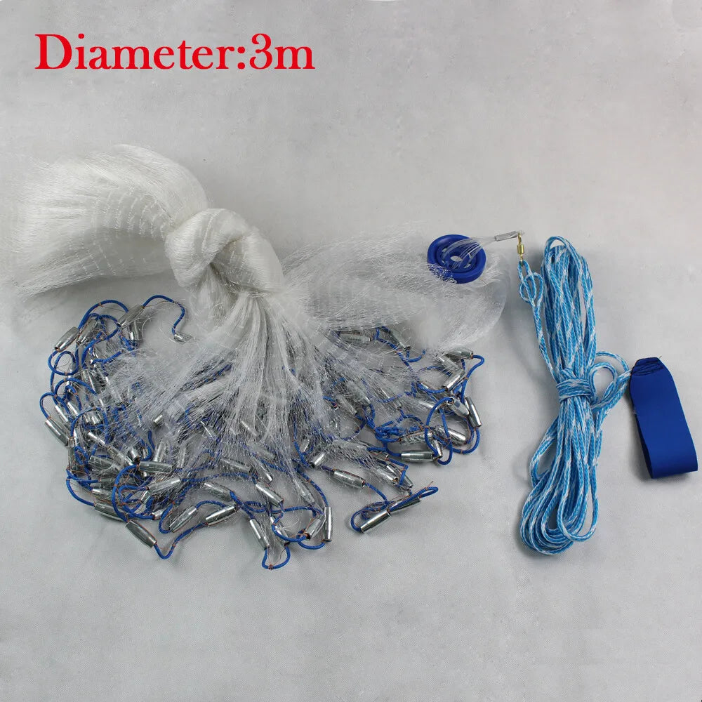 Bymaocar Saltwater Hand Cast Fishing Net With Sinker