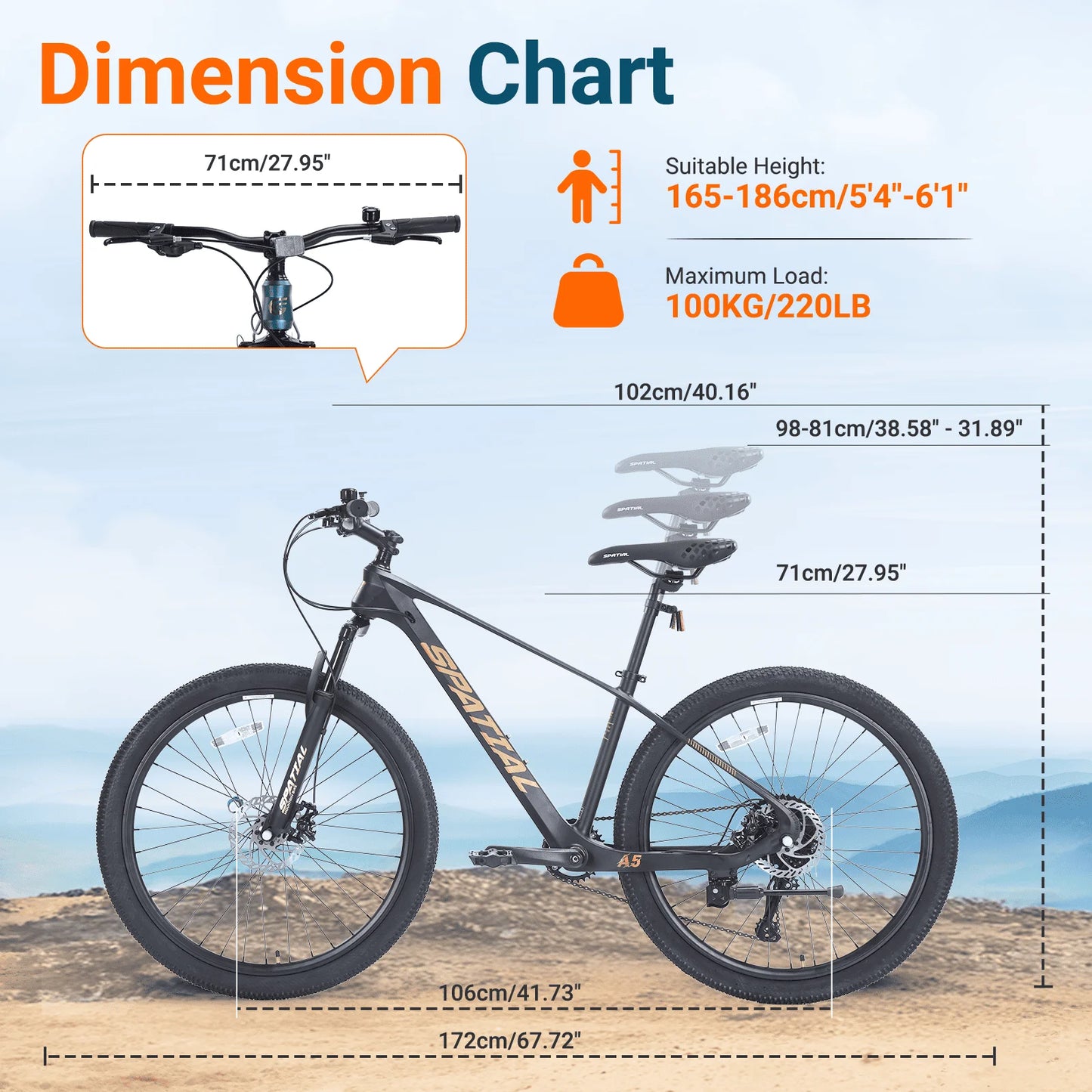Spatial Mountain Bike Magnesium Alloy Frame 8-Speed Dual Disc Brakes