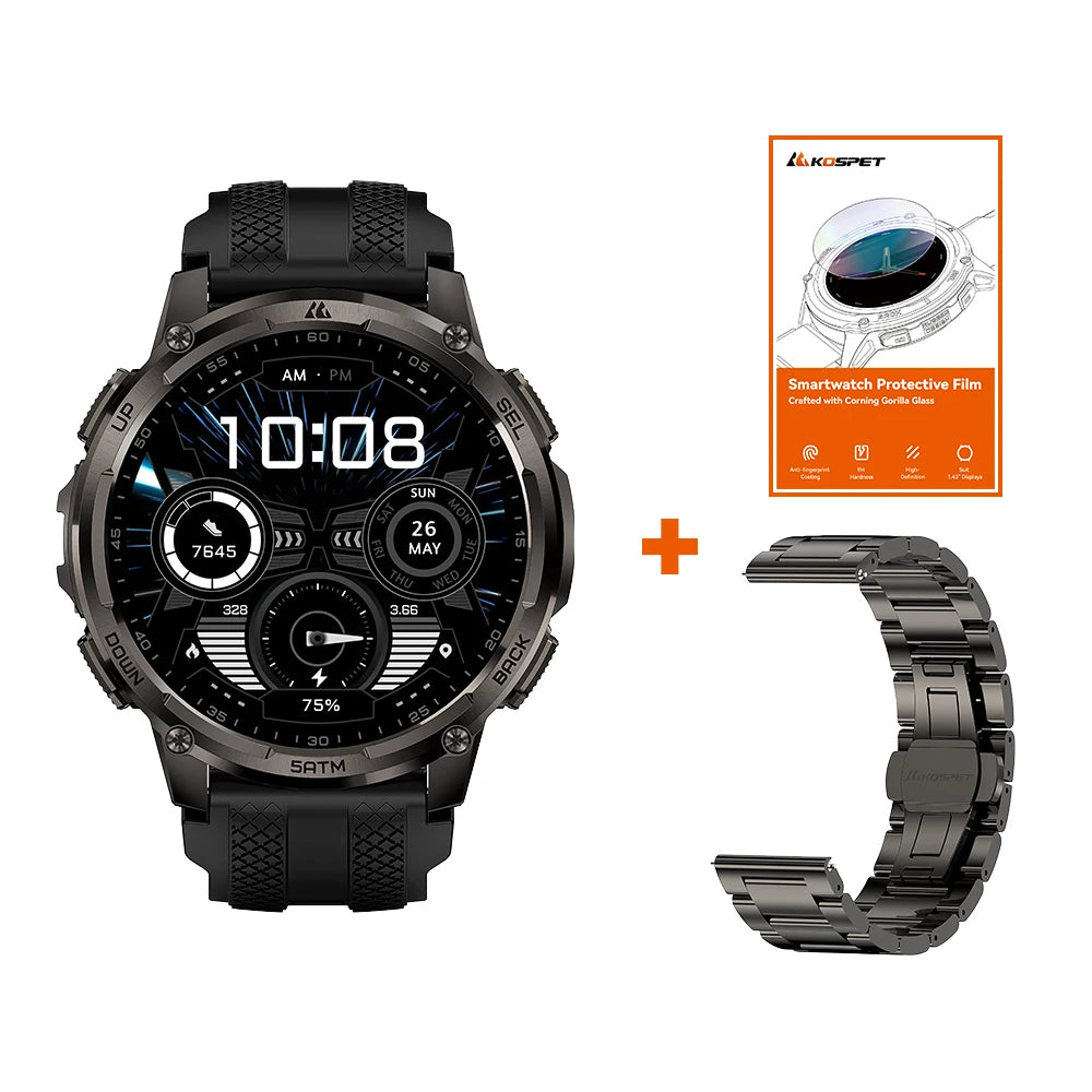KOSPET Tank T4C Rugged Smartwatch With GPS And Health Tracking