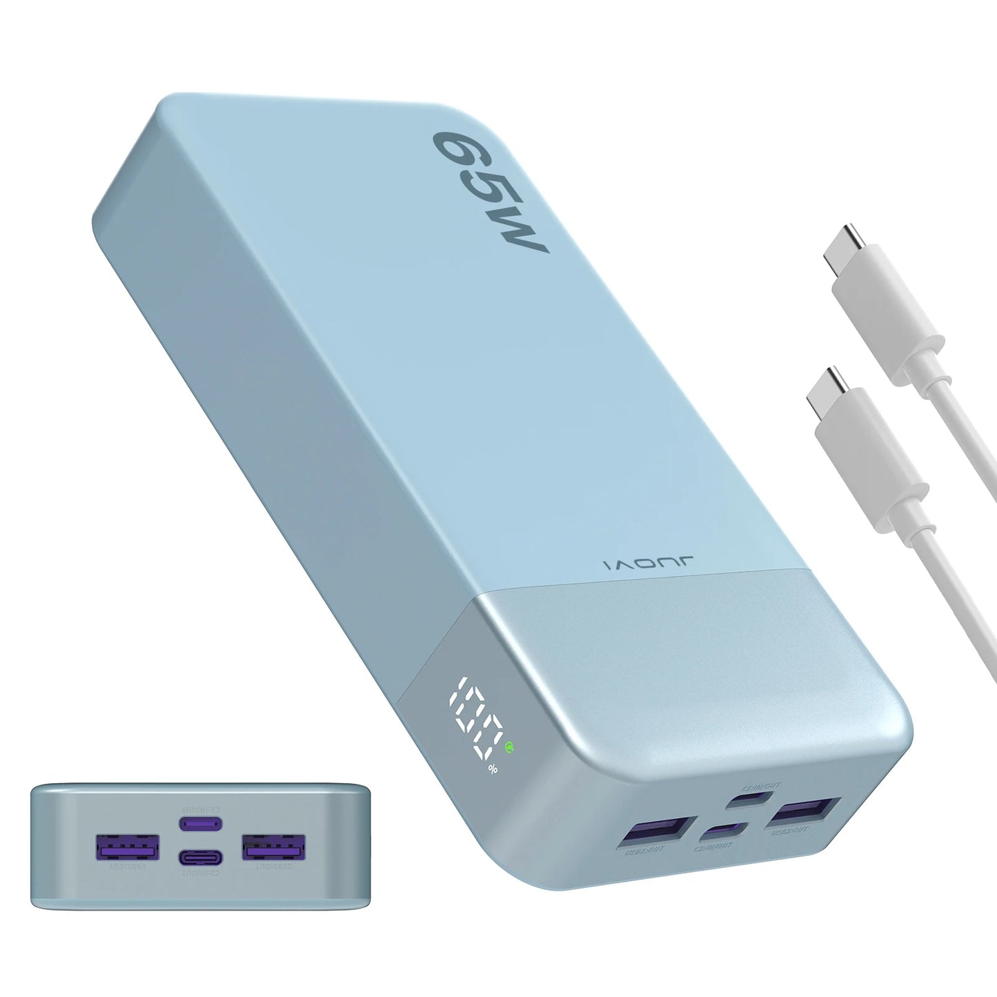 JUOVI J2931 65W 20000mAh Laptop Power Bank, Super Fast Charging Portable Charger for MacBook, iPad, iPhone, Samsung, Cell Phone