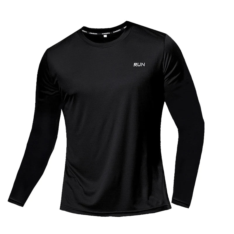 Summer Ice Silk Long Sleeve Tee Men Quick Dry Breathable