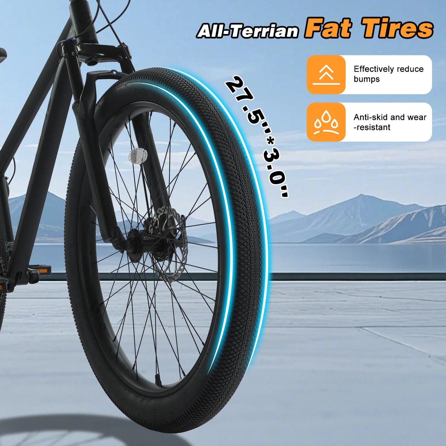 Spatial All-Terrain Fat Tire Mountain Bike 9-Speed Aluminum Disc Brakes