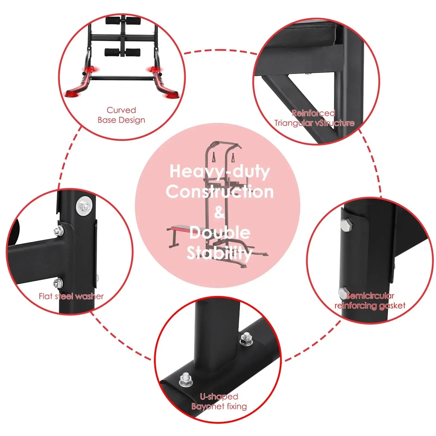 Power Tower With Adjustable Foldable Workout Bench, 200 Kg Load