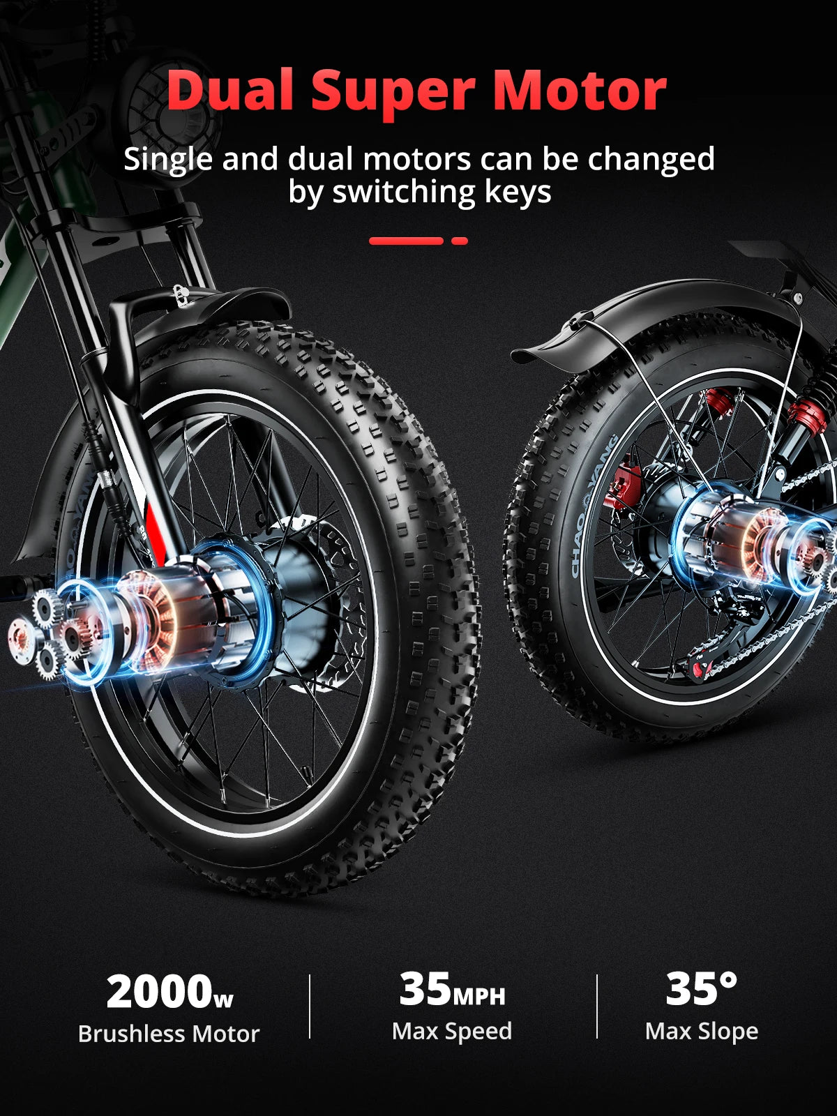 AMYET S8 2000W Dual Motor Electric Bike For Adults 48V 25Ah Battery