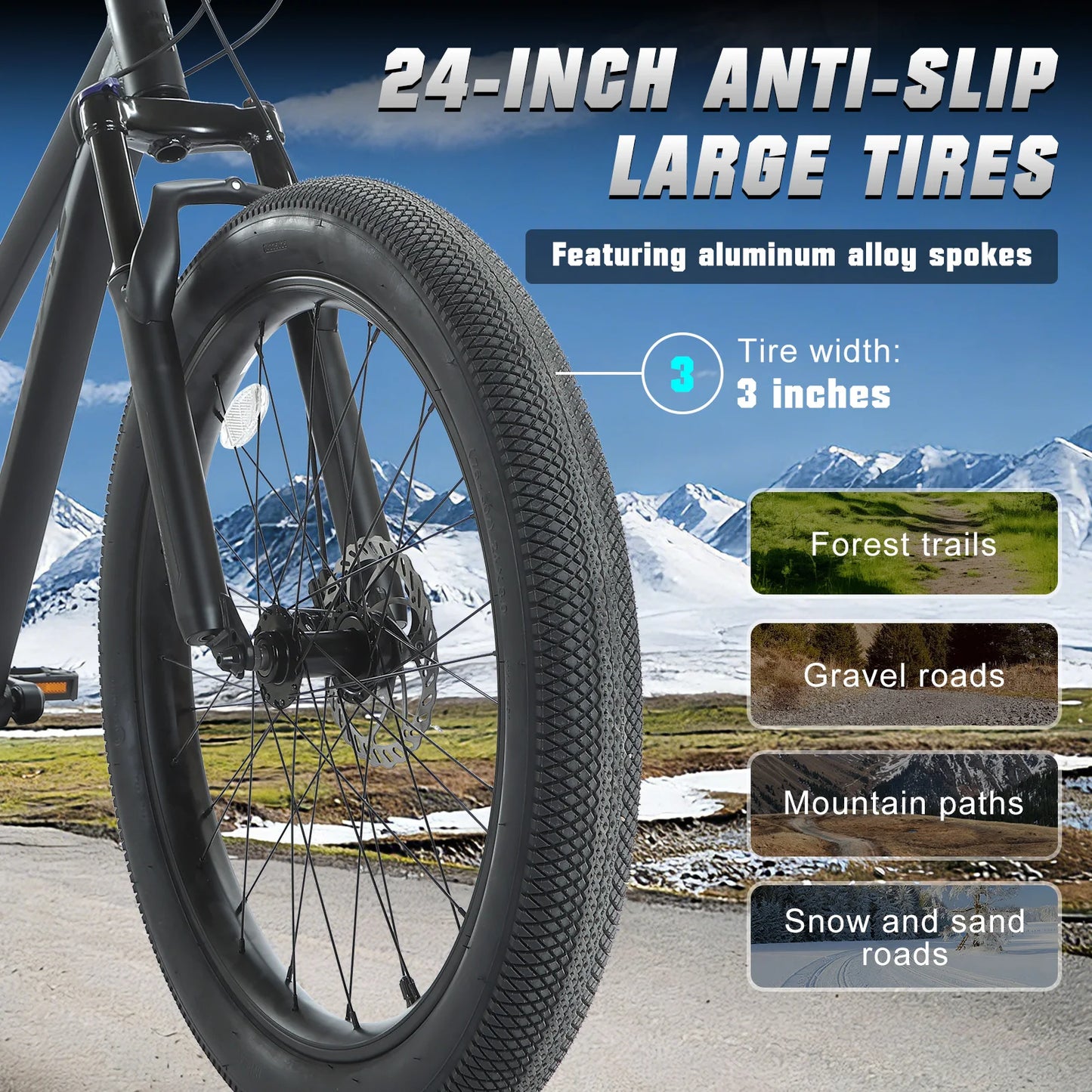 Spatial Fat Tire Mountain Bike 8Speed Aluminum Frame Disc Brakes