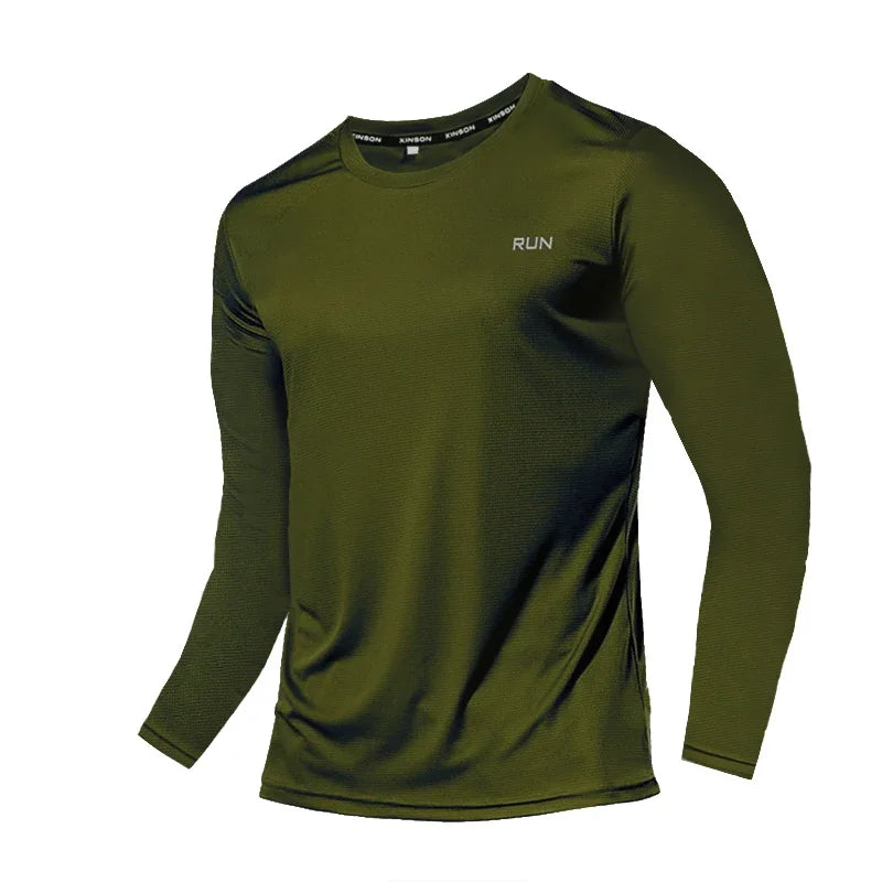 Summer Ice Silk Long Sleeve Tee Men Quick Dry Breathable